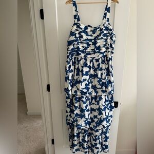 Abercrombie blue/white tiered maxi
